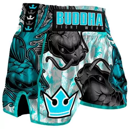 Buddha Kick Boxing Shorts Retro Koi (blau)