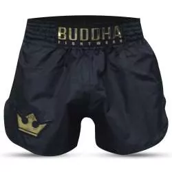 Buddha old school muay thai shorts schwarz gold