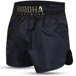 Buddha old school muay thai shorts schwarz gold(2)