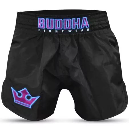 Buddha muay thai shorts old school (schwarz/lila)