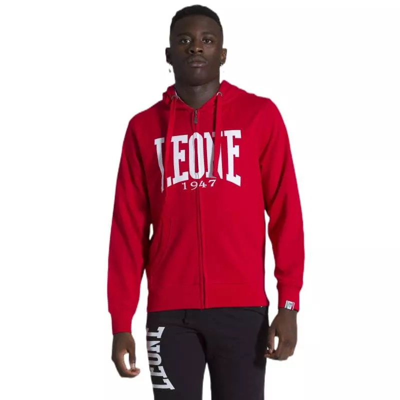 Leone Kapuzenpullover mit Reißverschluss und großem Logo (rot)