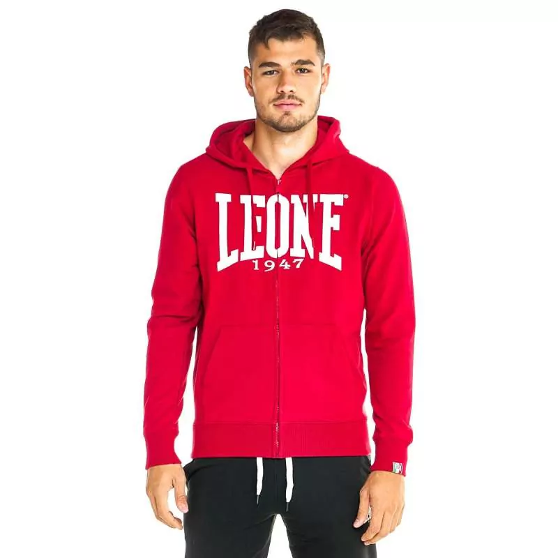 Leone Sweatshirt mit großem Logo und Reißverschluss (burgunderrot)