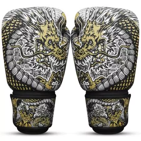 Buddha Fantasy Drache Muay Thai Handschuhe (weiß)