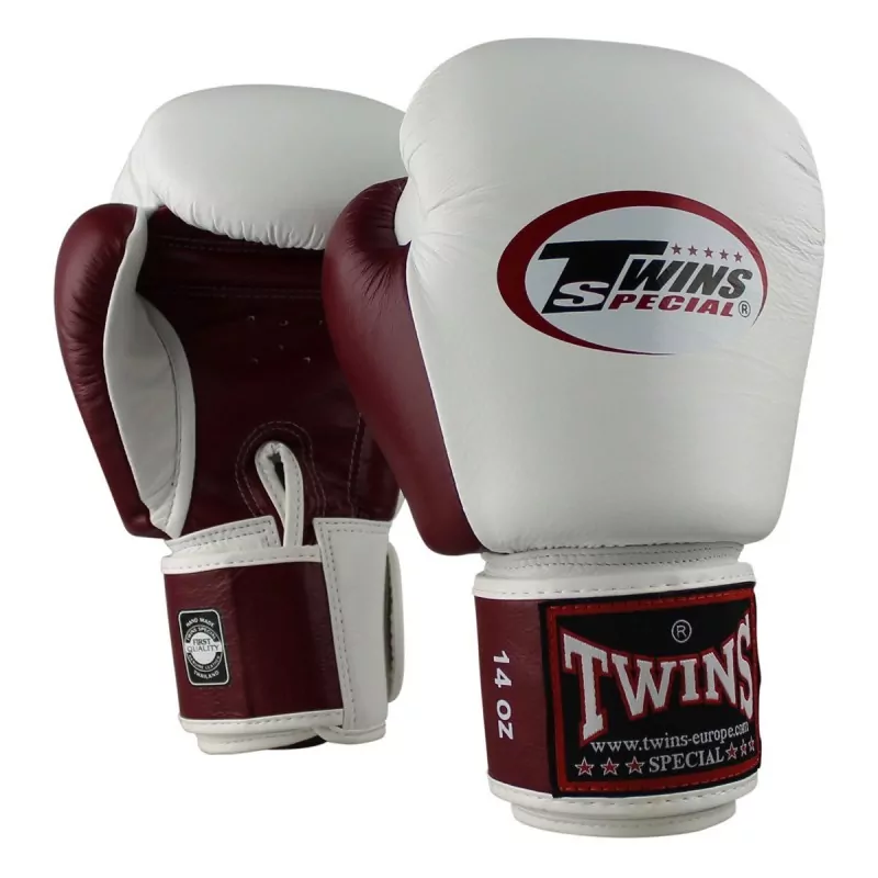 Zwillinge Muay Thai Handschuhe BGVL3 (weiß/roter Wein)